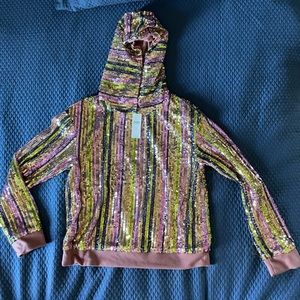 Anthropologie Multicolor Sequin Hoodie